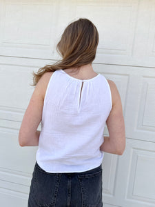 RD Style Heine Gauze Tank Top - White