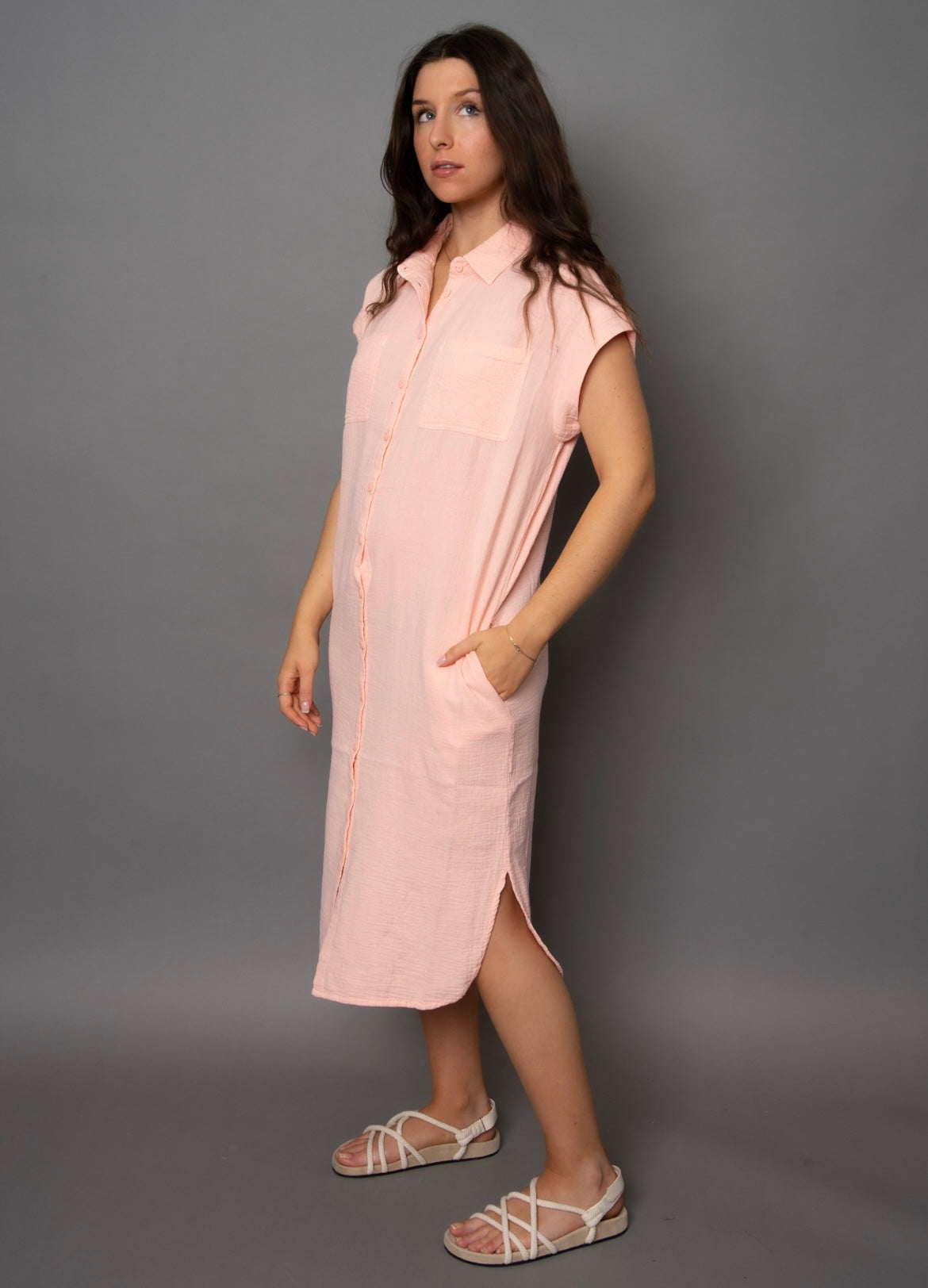 RD Style Aira Gauze Shirt Dress