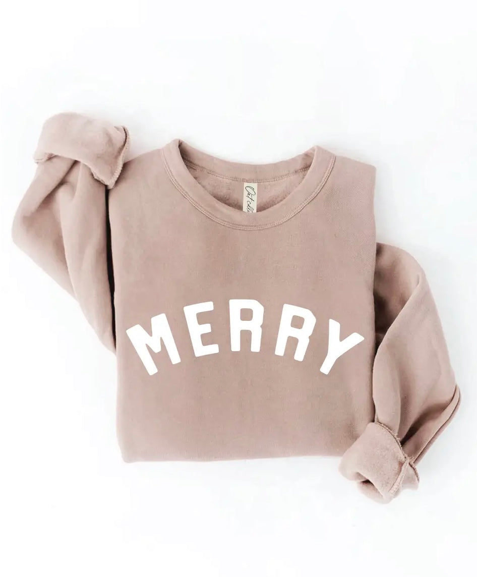 Merry Graphic Crewneck - Tan