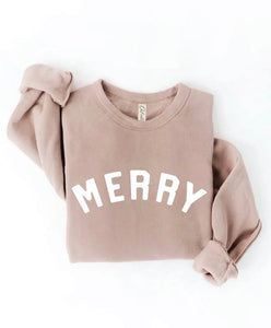 Merry Graphic Crewneck - Tan