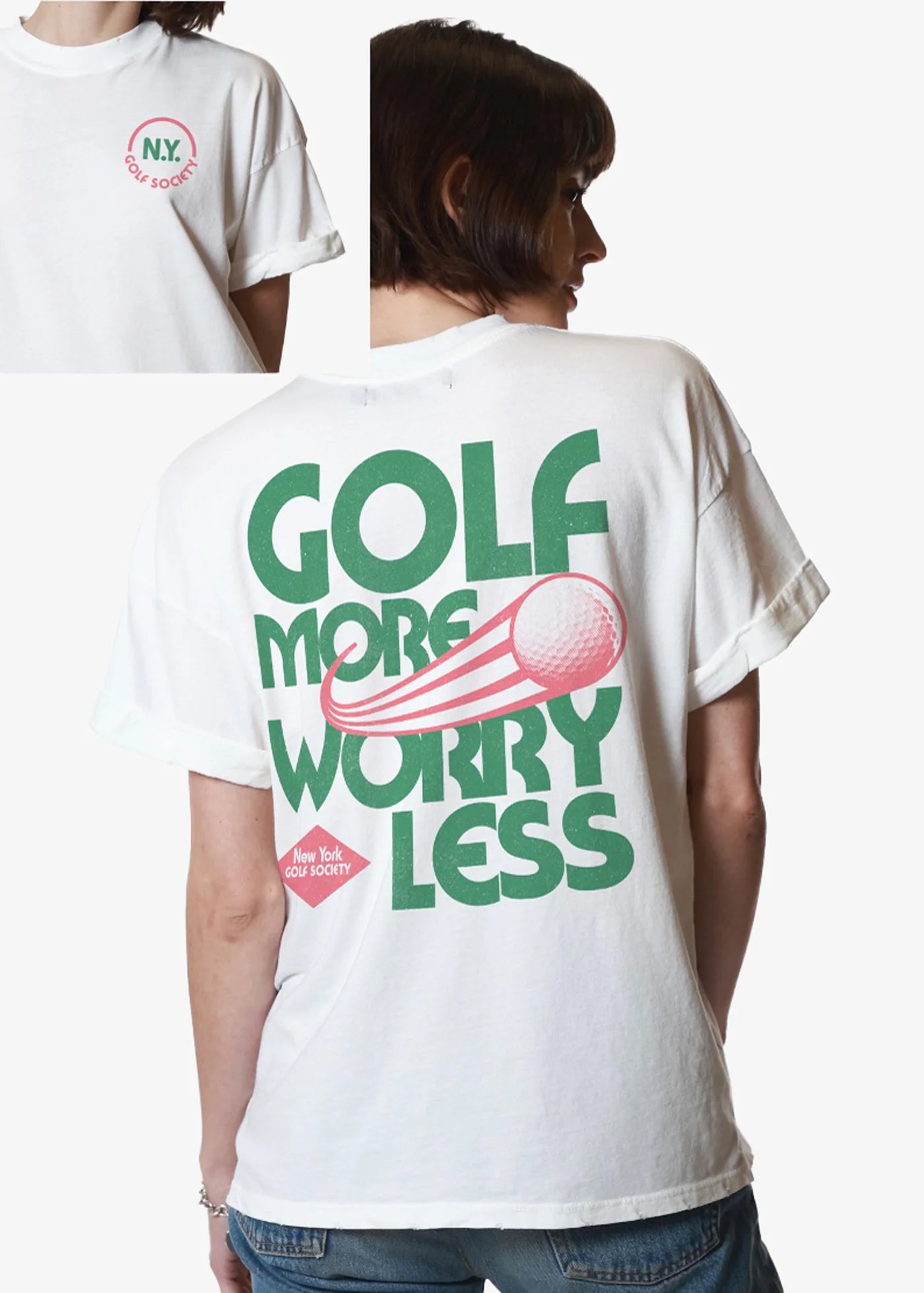 Girl Dangerous NY Golf Society Boyfriend Tee - White