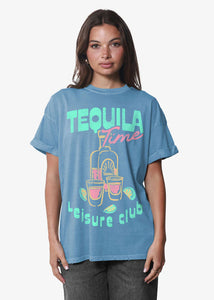 Girl Dangerous Tequila Time Boyfriend Tee - Blue