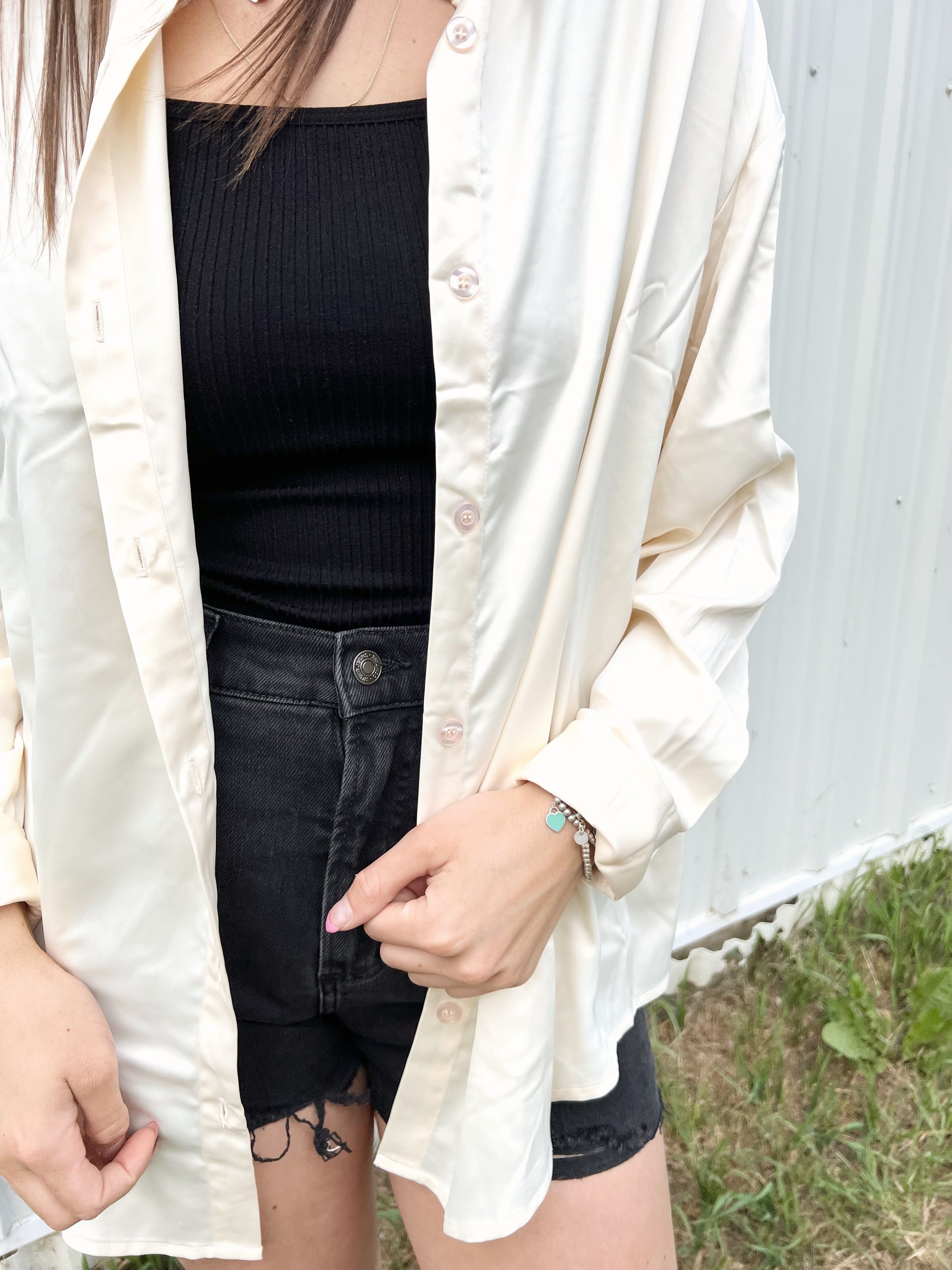 Brunette the Label Bianca Silk Shirt - Almond Milk