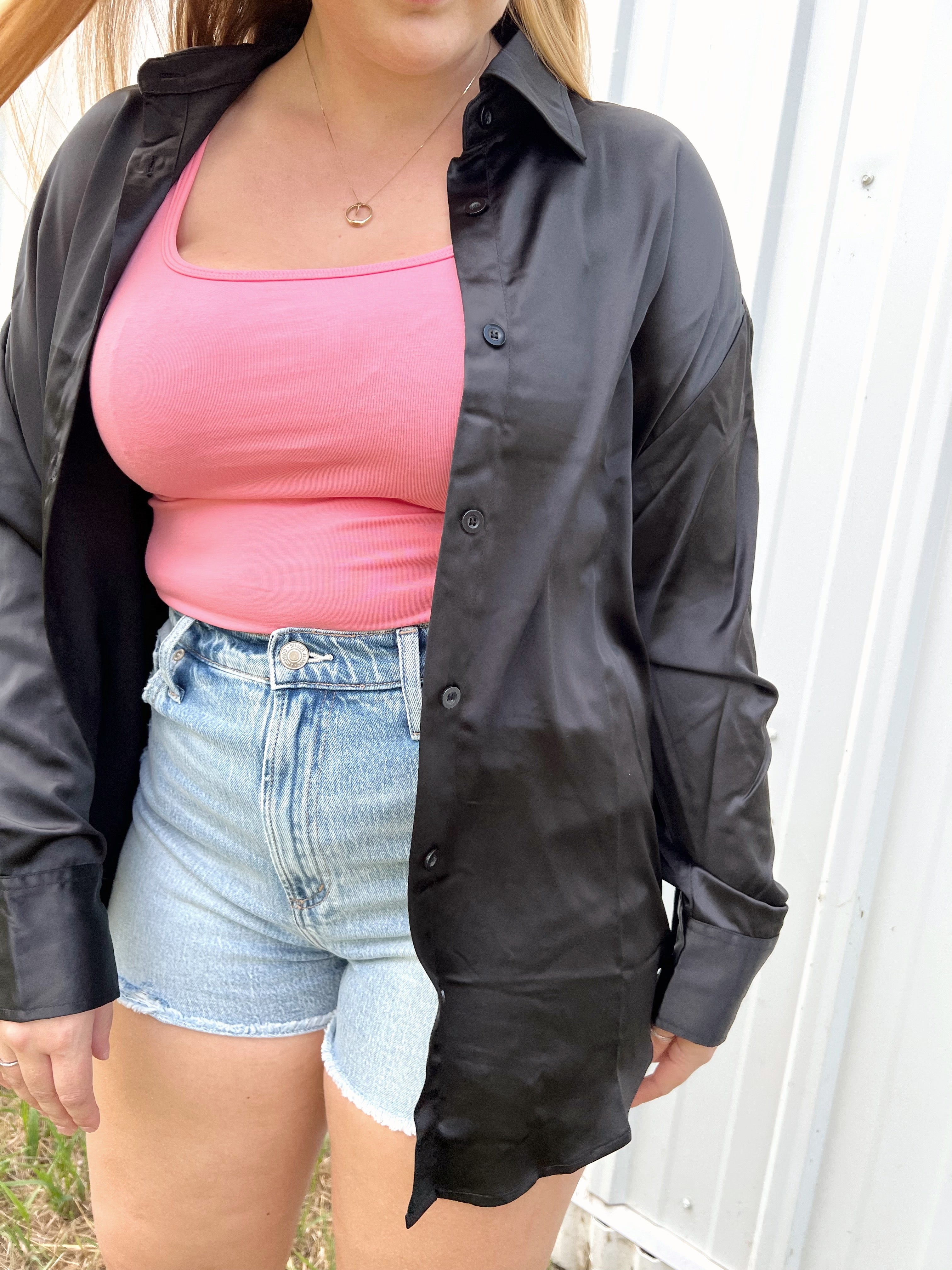 Brunette the Label Bianca Silk Shirt - True Black