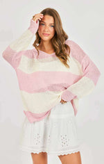 Load image into Gallery viewer, Sadie &amp; Sage Helen Stripe Sweater - Pink/Ivory
