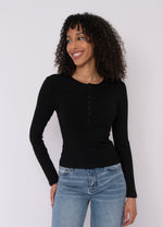 Load image into Gallery viewer, RD Style Sylvie Ribbed Henley Top
