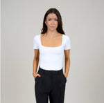 Load image into Gallery viewer, RD Style Stacy Short Sleeve Bodysuit - White
