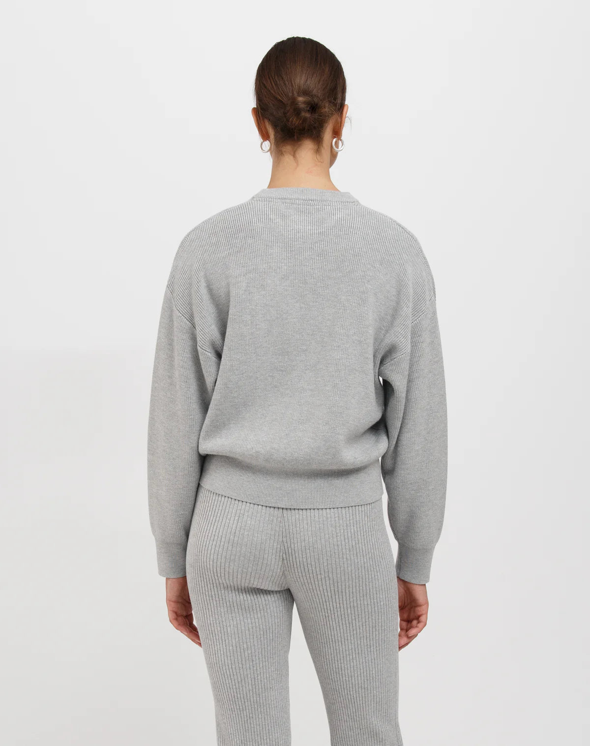 Brunette the Label Olivia Rib Knit Crew - Grey