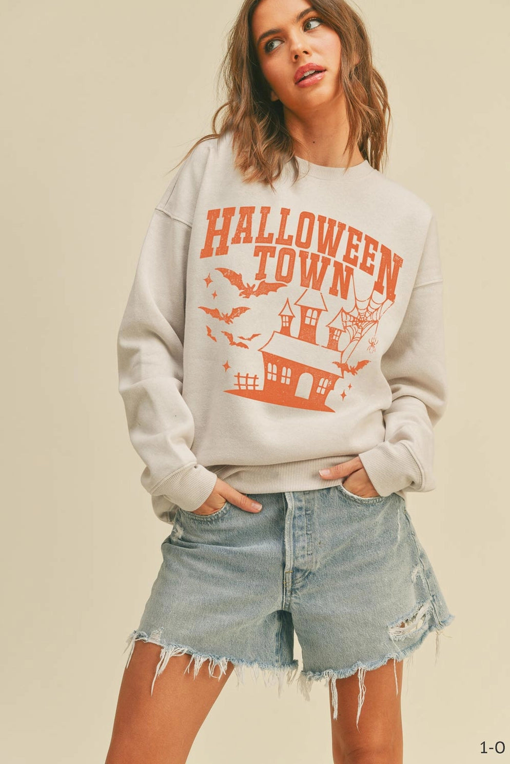 Honestee Halloweentown Graphic Crewneck - Heather Oatmeal