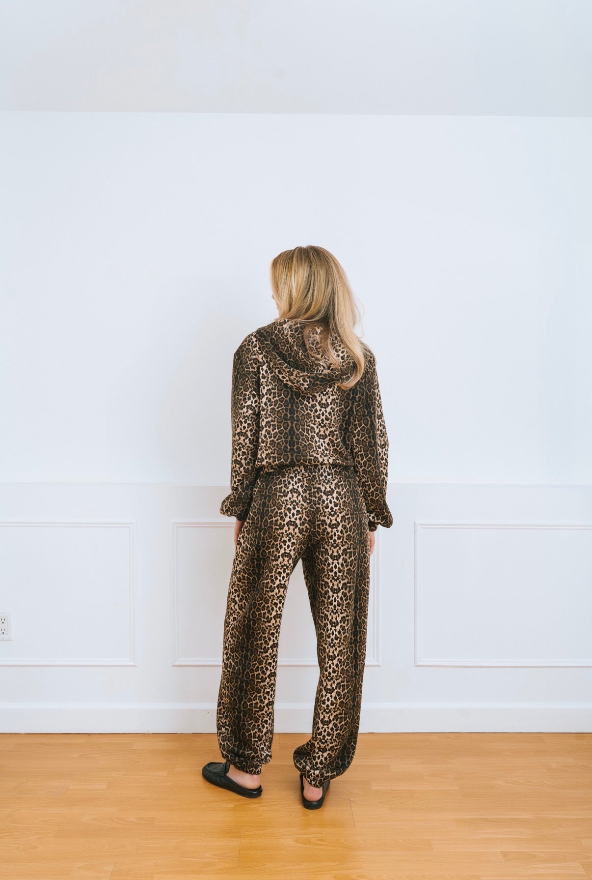 Brunette the Label Leopard Bubble Zip Up Hoodie