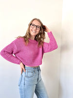 Load image into Gallery viewer, RD Style Darla Crochet Crewneck - Rose
