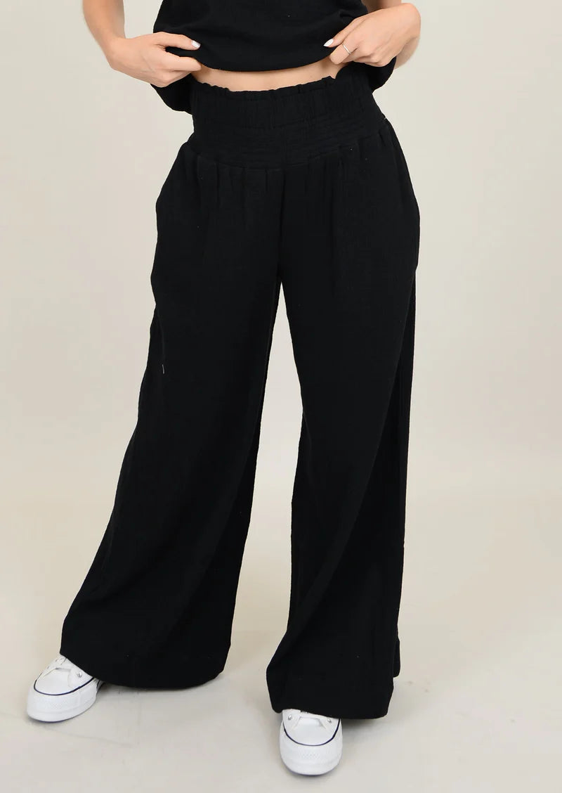 RD Style Anokia Gauze Pants - Black