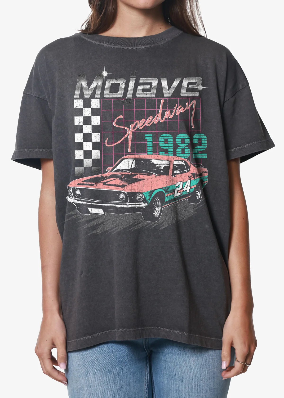 Girl Dangerous Mojave Speedway Oversized Tee - Vintage Black
