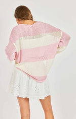 Load image into Gallery viewer, Sadie &amp; Sage Helen Stripe Sweater - Pink/Ivory
