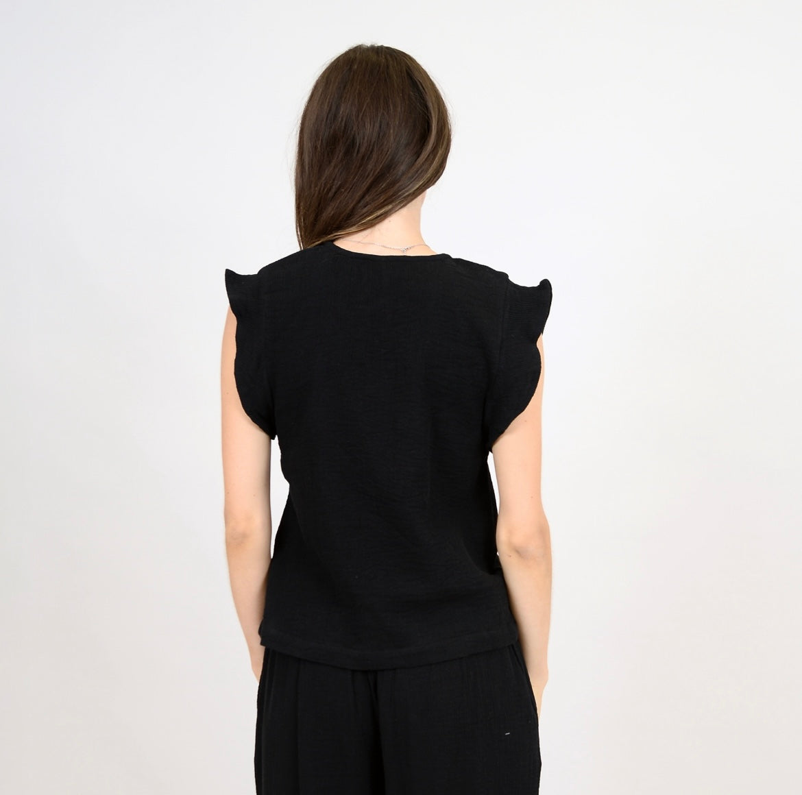 RD Style Arie Gauze Flared Sleeve Top - Black