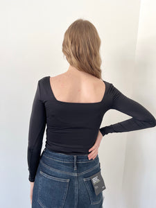 RD Style Stacy Square Neck Bodysuit - Black