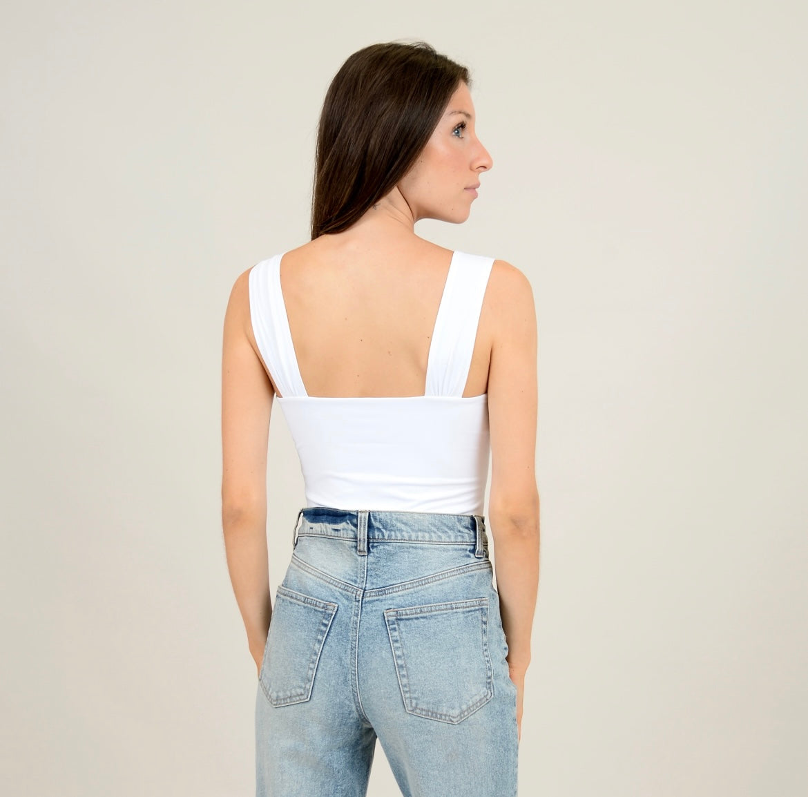 RD Style Claude Shirred Bodysuit - White