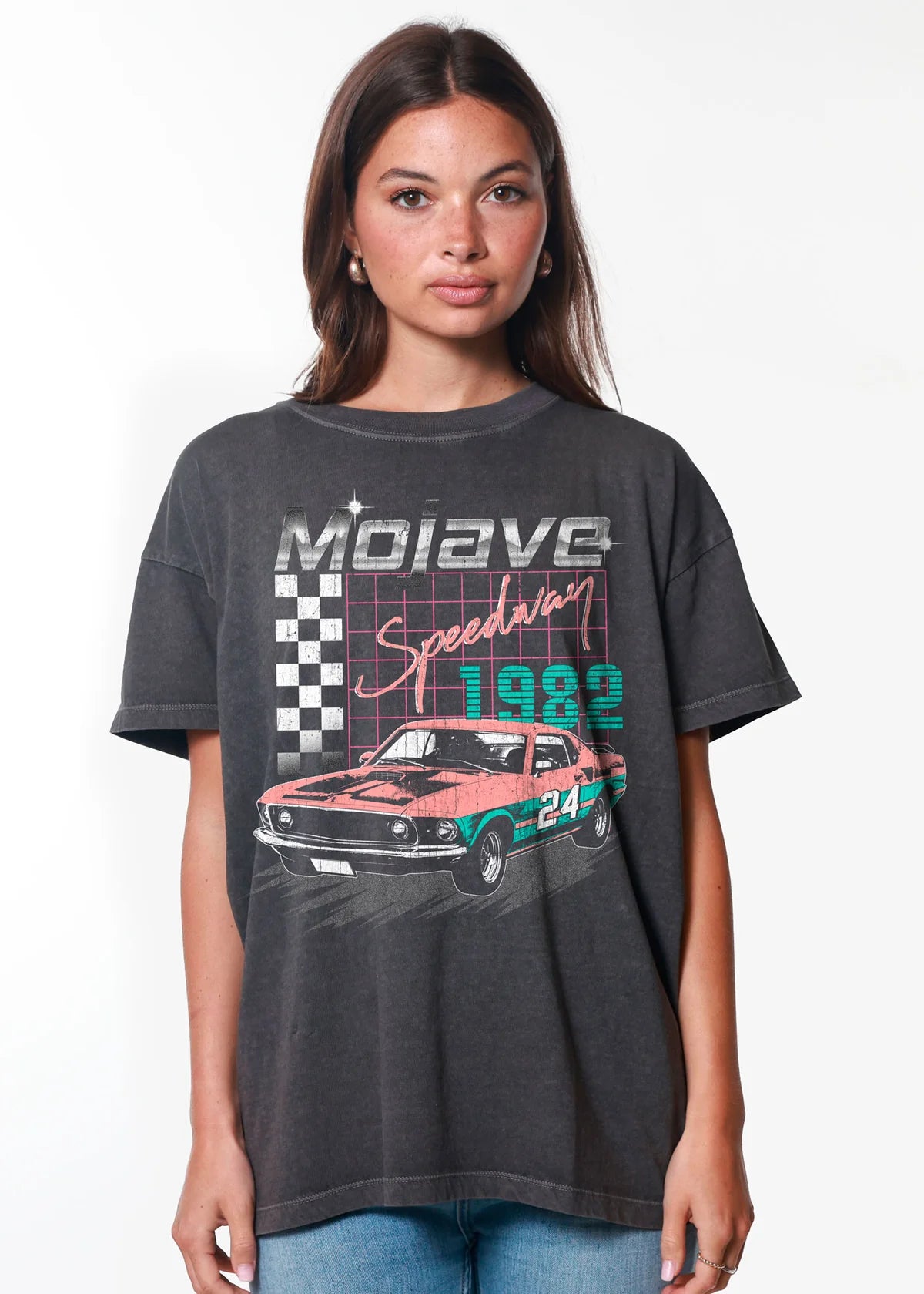 Girl Dangerous Mojave Speedway Oversized Tee - Vintage Black