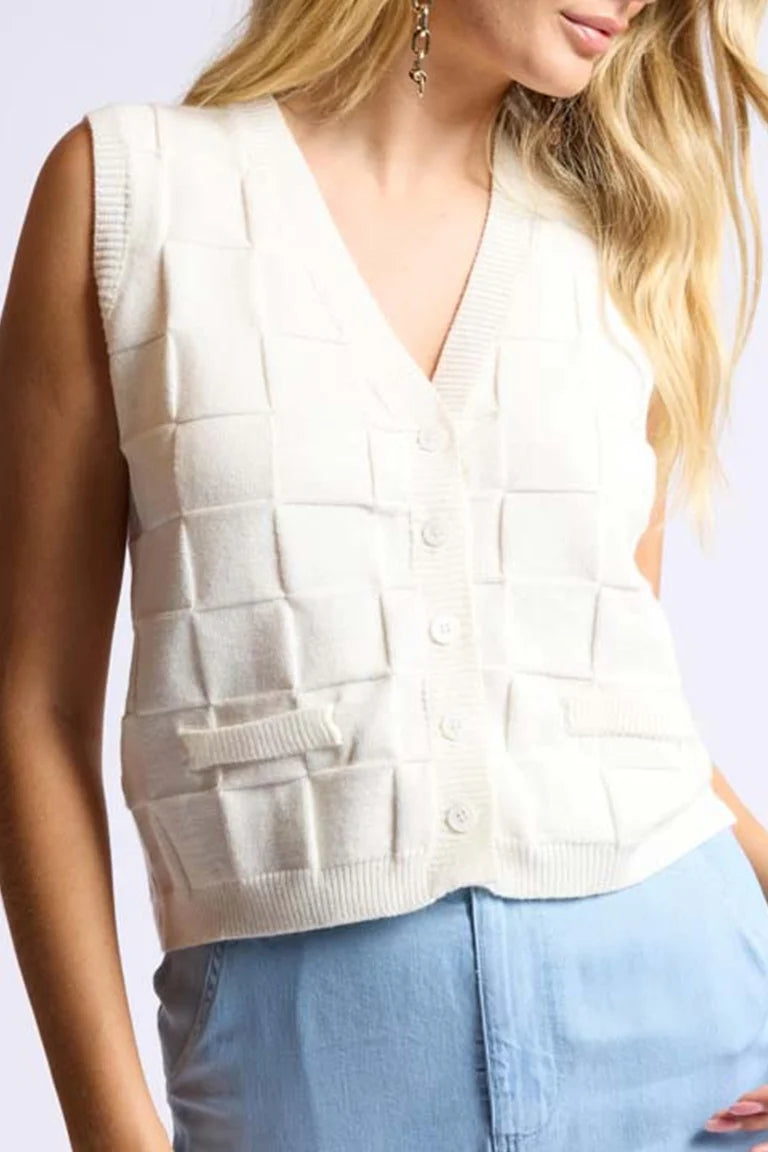 Sage the Label Jennie Checkered Vest Tank - White