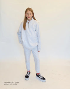 Brunette the Label Kids Best Friend Half Zip - Pebble Grey