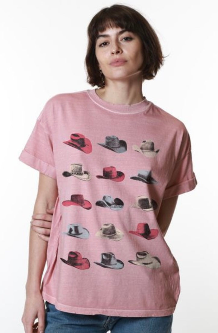 Girl Dangerous Cowboy Hats Tee - Dusty Pink
