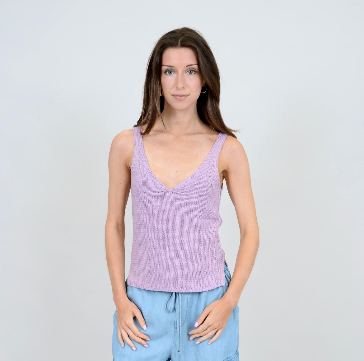 RD Style Lali Vneck Knit Tank - Lavender