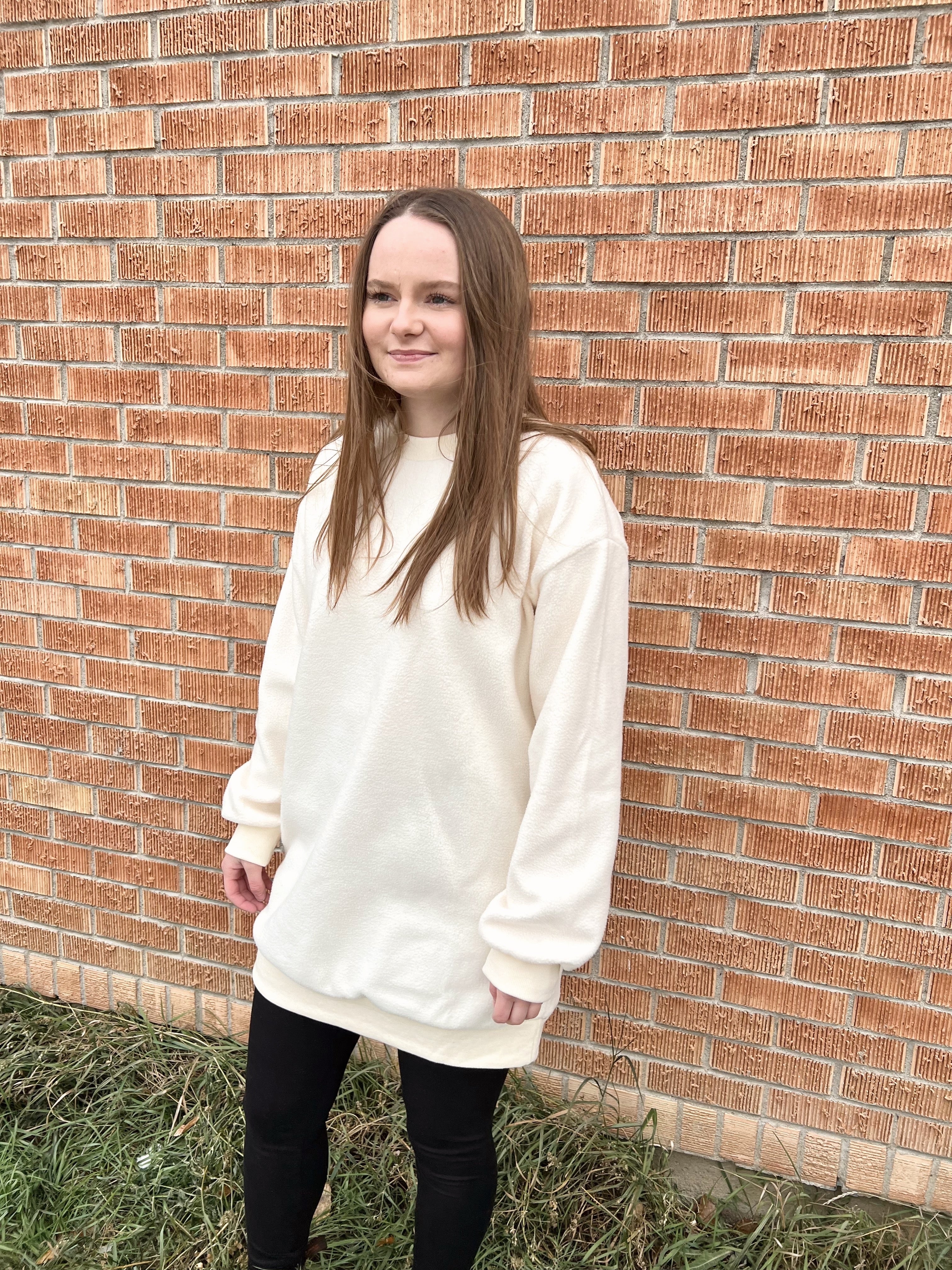 Sadie & Sage Chilly Nights Crewneck Tunic Dress - Ivory