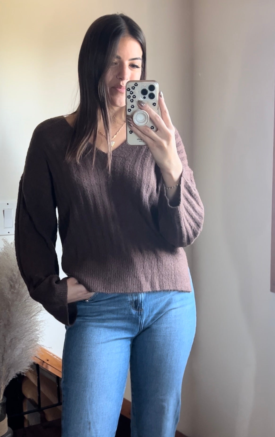 Sage the Label Carli Vneck Pullover - Brown