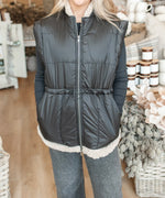 Load image into Gallery viewer, RD Style Spica Sherpa Contrast Vest - Black
