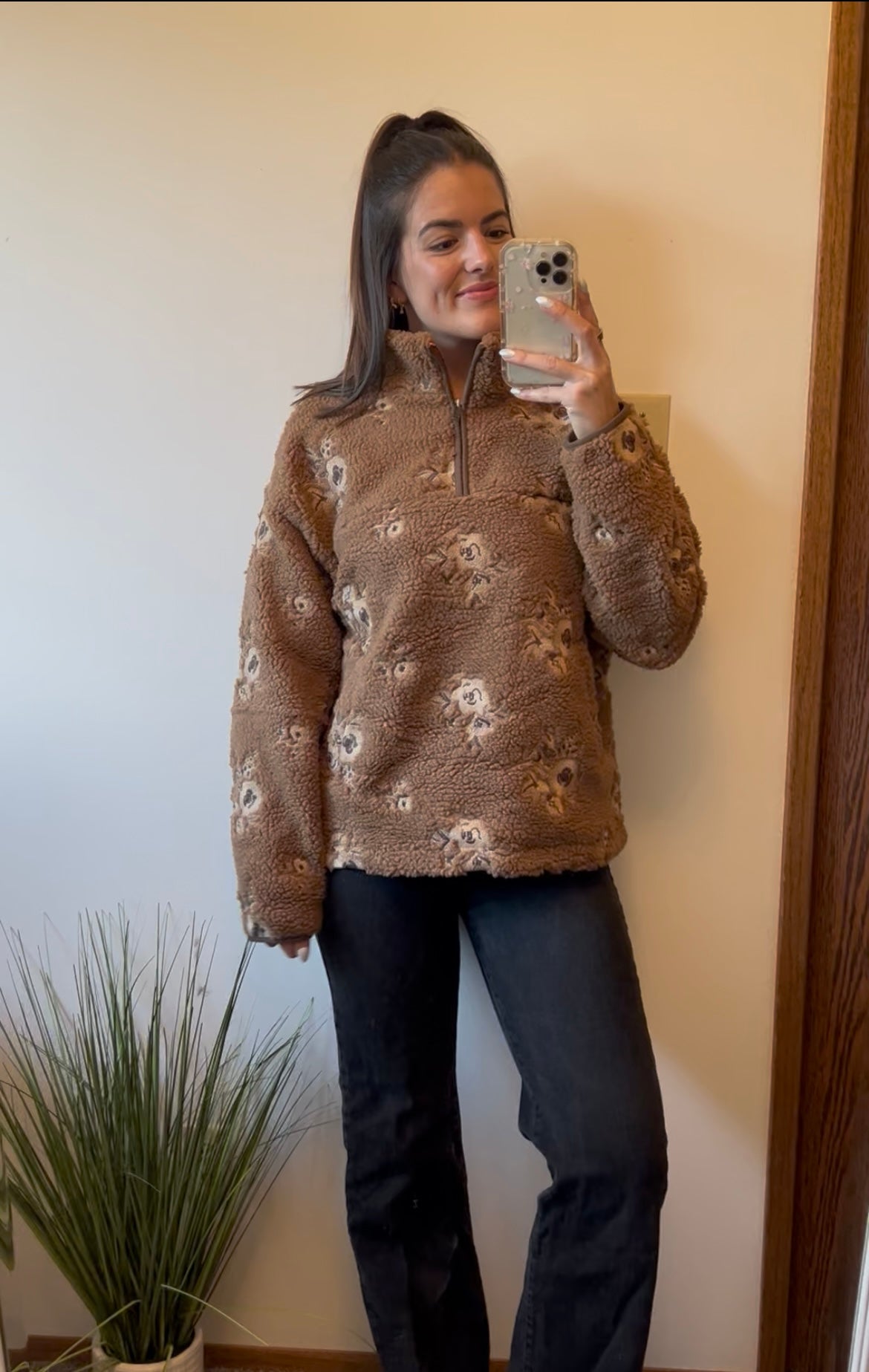 RD Style Poppy Sherpa Half Zip - Caramel