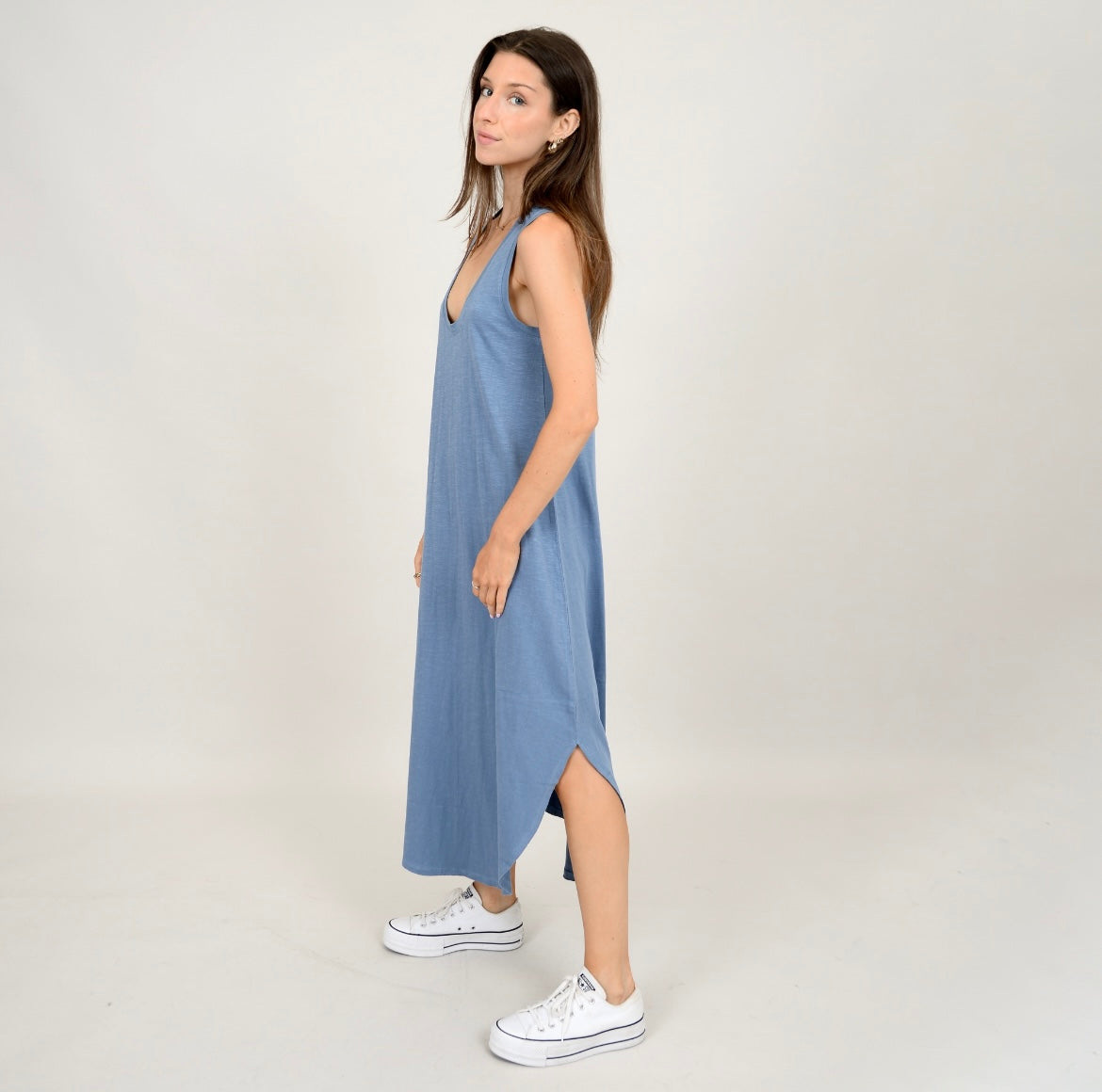 RD Style Sky Scoop Neck Tank Dress - Blue