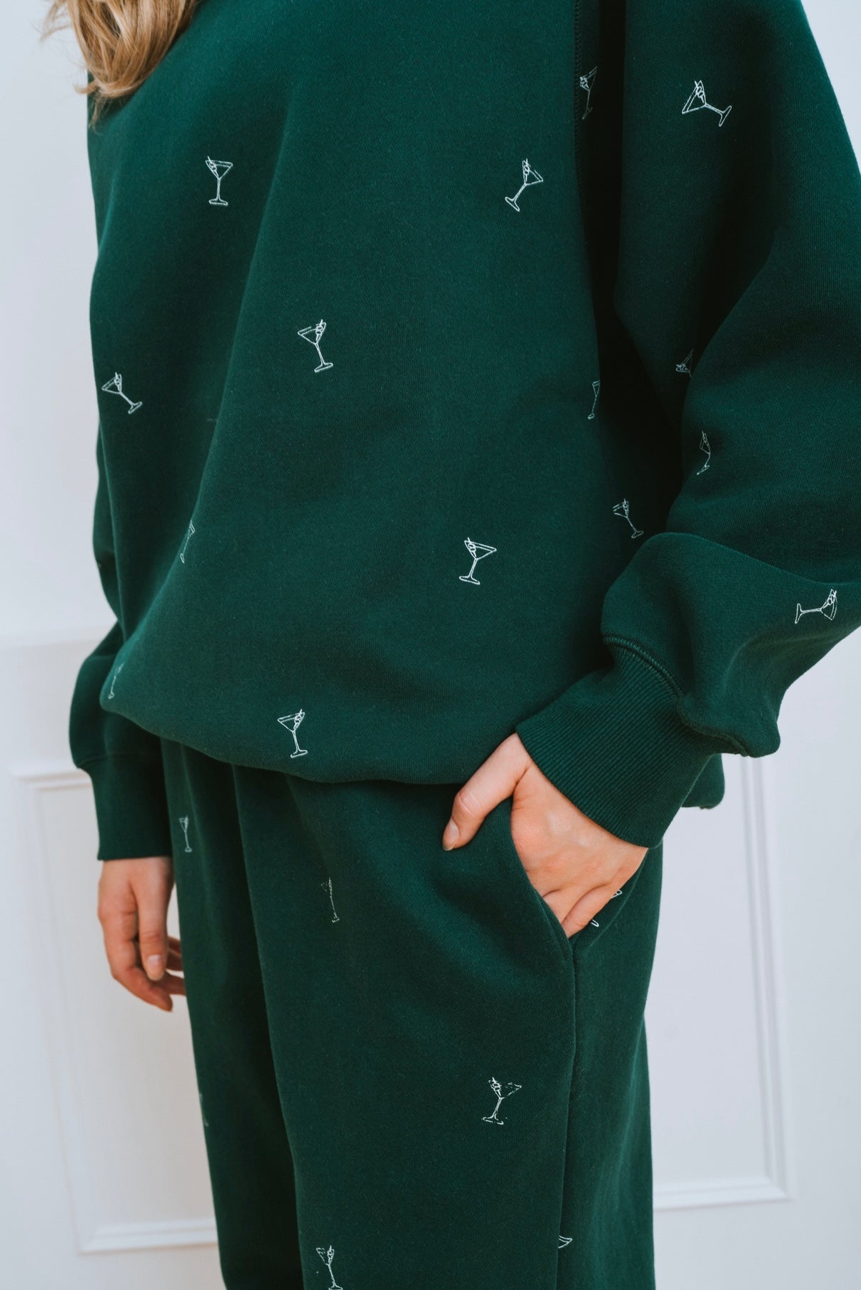 Brunette the Label All Over Martini NYBF Crew - Dark Green