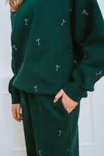 Load image into Gallery viewer, Brunette the Label All Over Martini NYBF Crew - Dark Green
