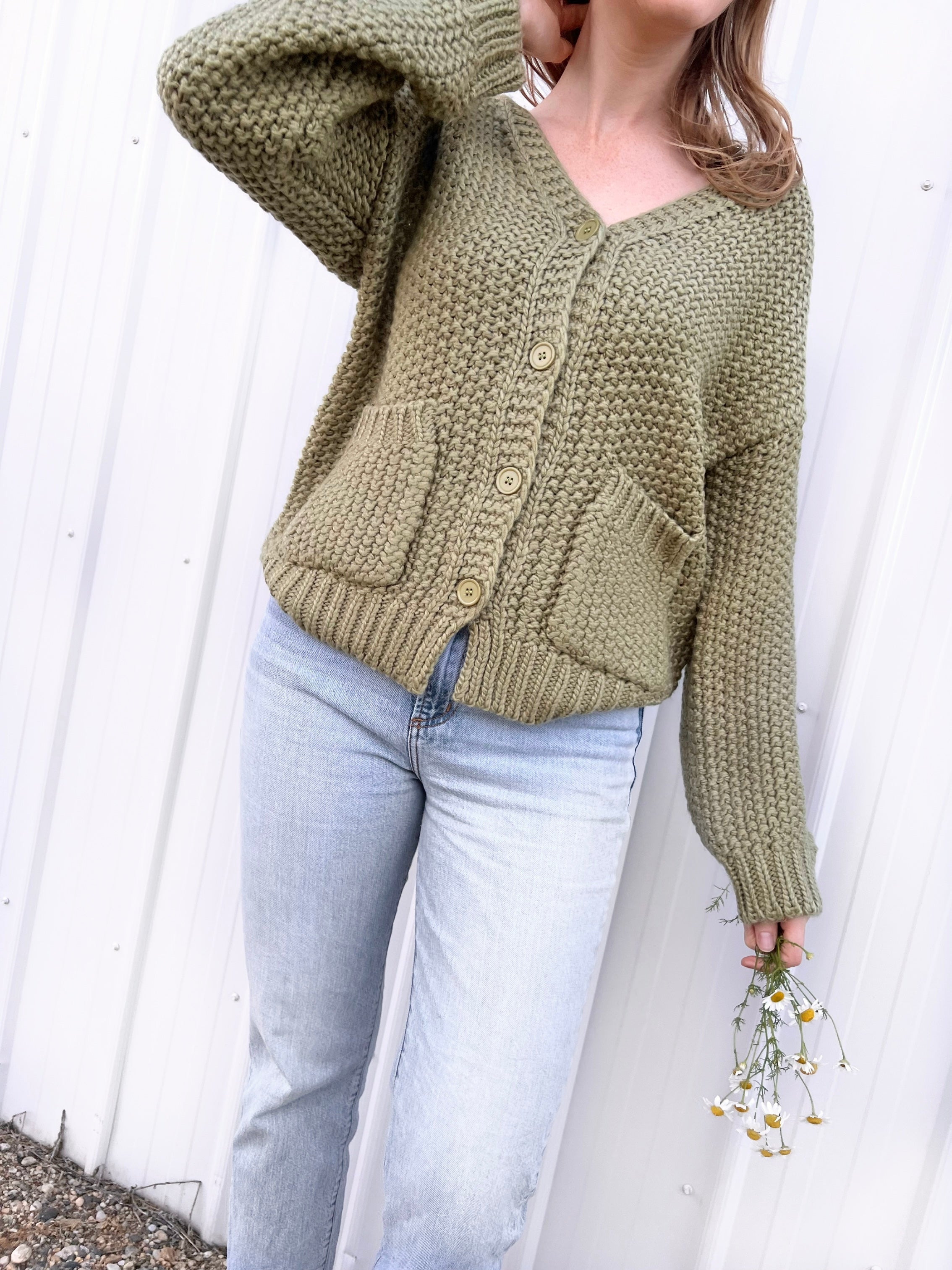 Sadie Sage Eleanor Button Down Cardigan Matcha Hallow Clothing Co