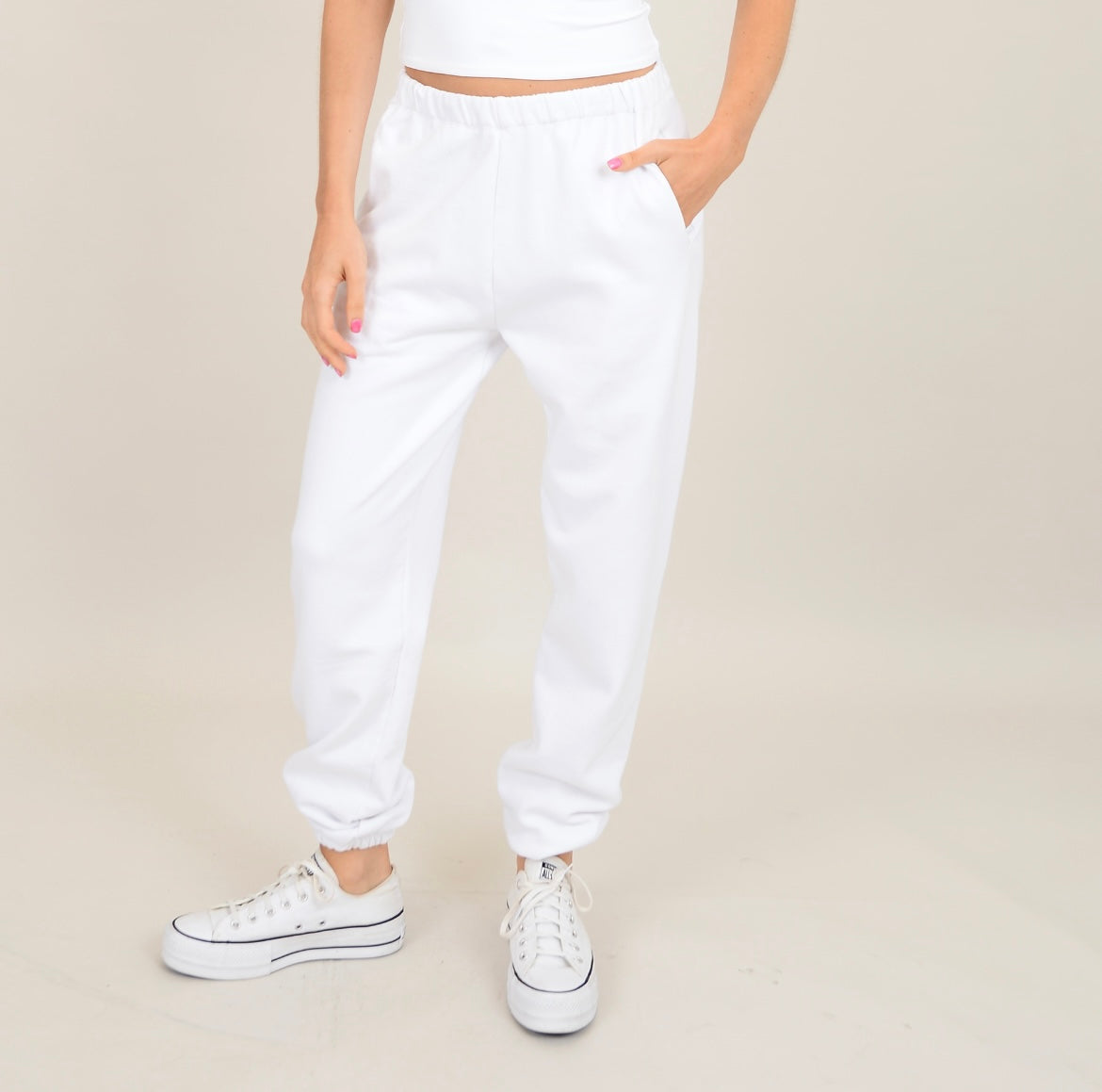 RD Style Josie Fleece Jogger - White