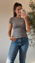 Load image into Gallery viewer, Brunette the Label Ribbed Fitted Short Sleeve Tee
