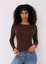 Load image into Gallery viewer, RD Style Sylvie Ribbed Henley Top

