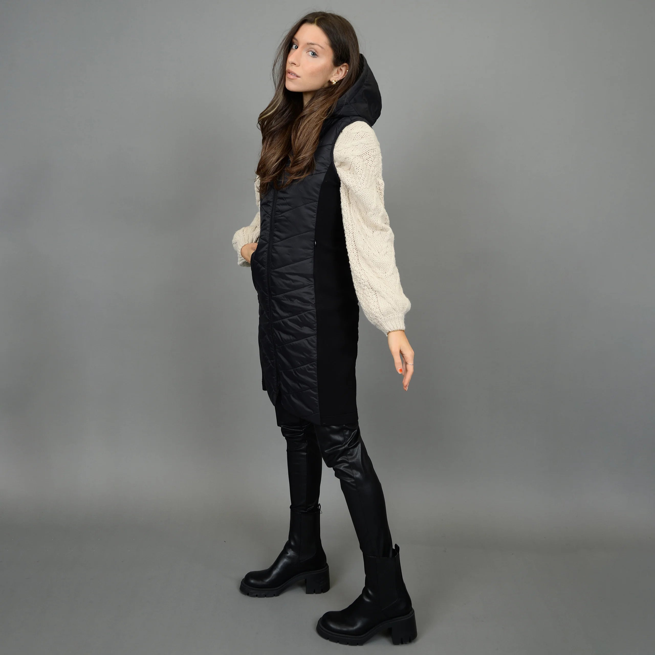 RD Style Koko Hooded Vest - Black