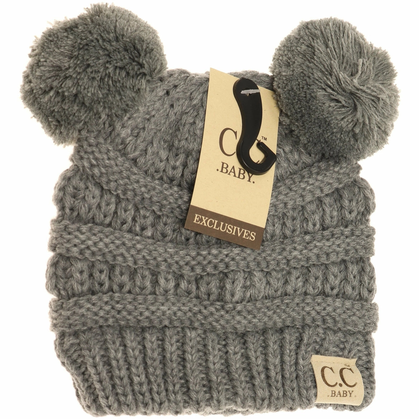 CC Beanie Baby Double Pom Beanie - Grey