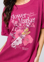 Load image into Gallery viewer, Girl Dangerous Flower Market Boyfriend Tee - Dusty Rose
