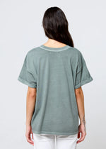 Load image into Gallery viewer, Girl Dangerous Cowboy Boots &amp; Flowers Boyfriend Tee - Army Green
