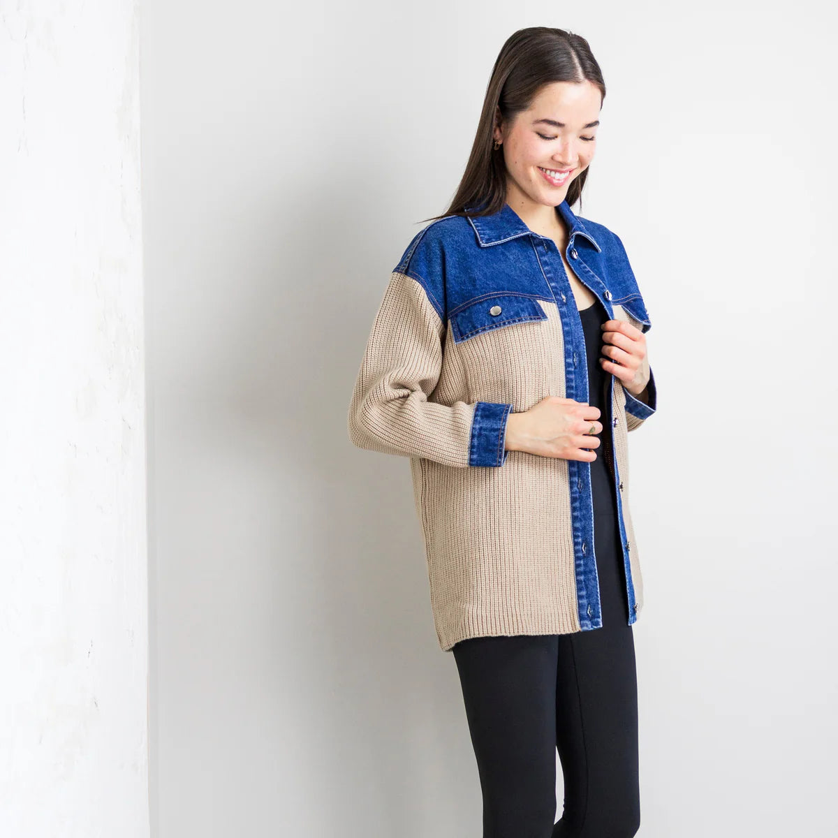 Priv Nevada Knit Denim Jacket - Taupe