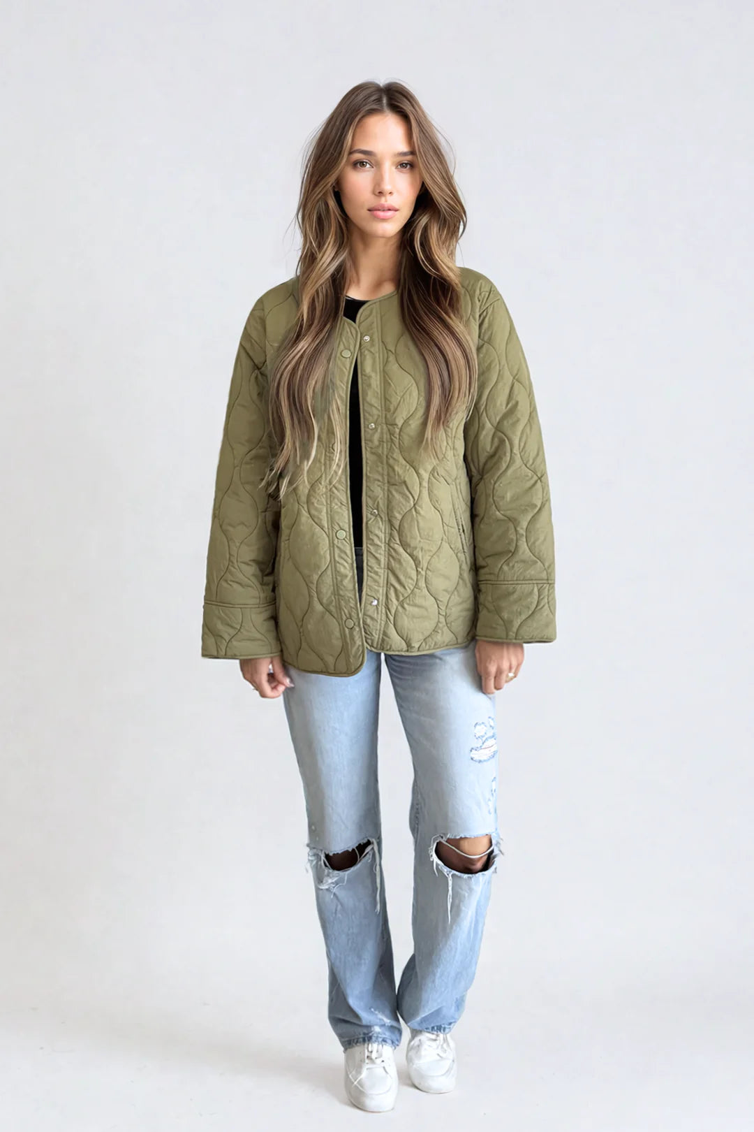Priv Ophelia Light Quilted Coat - Olive