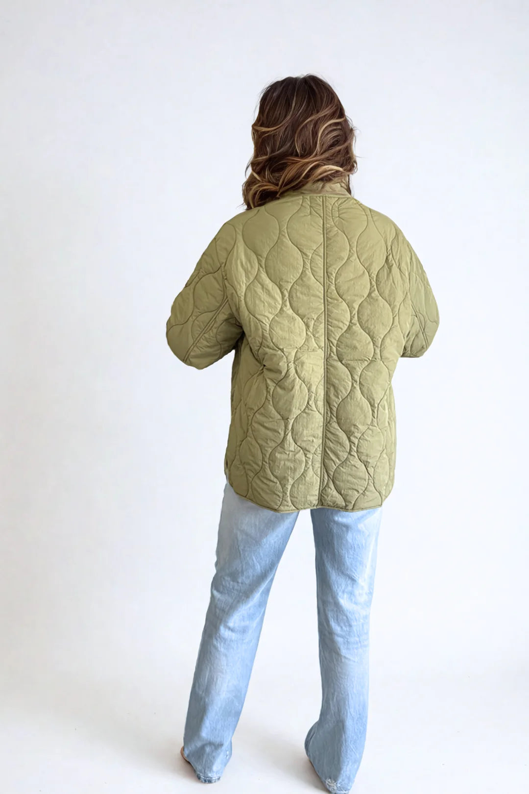 Priv Ophelia Light Quilted Coat Olive Hallow Clothing Co