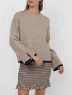 Load image into Gallery viewer, Sage the Label Angelina Cuff Slit Crewneck - Camel
