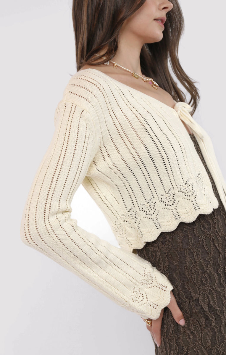 Sadie & Sage Chamomile Front Tie Cardigan - Ivory