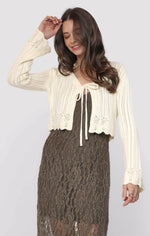 Load image into Gallery viewer, Sadie &amp; Sage Chamomile Front Tie Cardigan - Ivory
