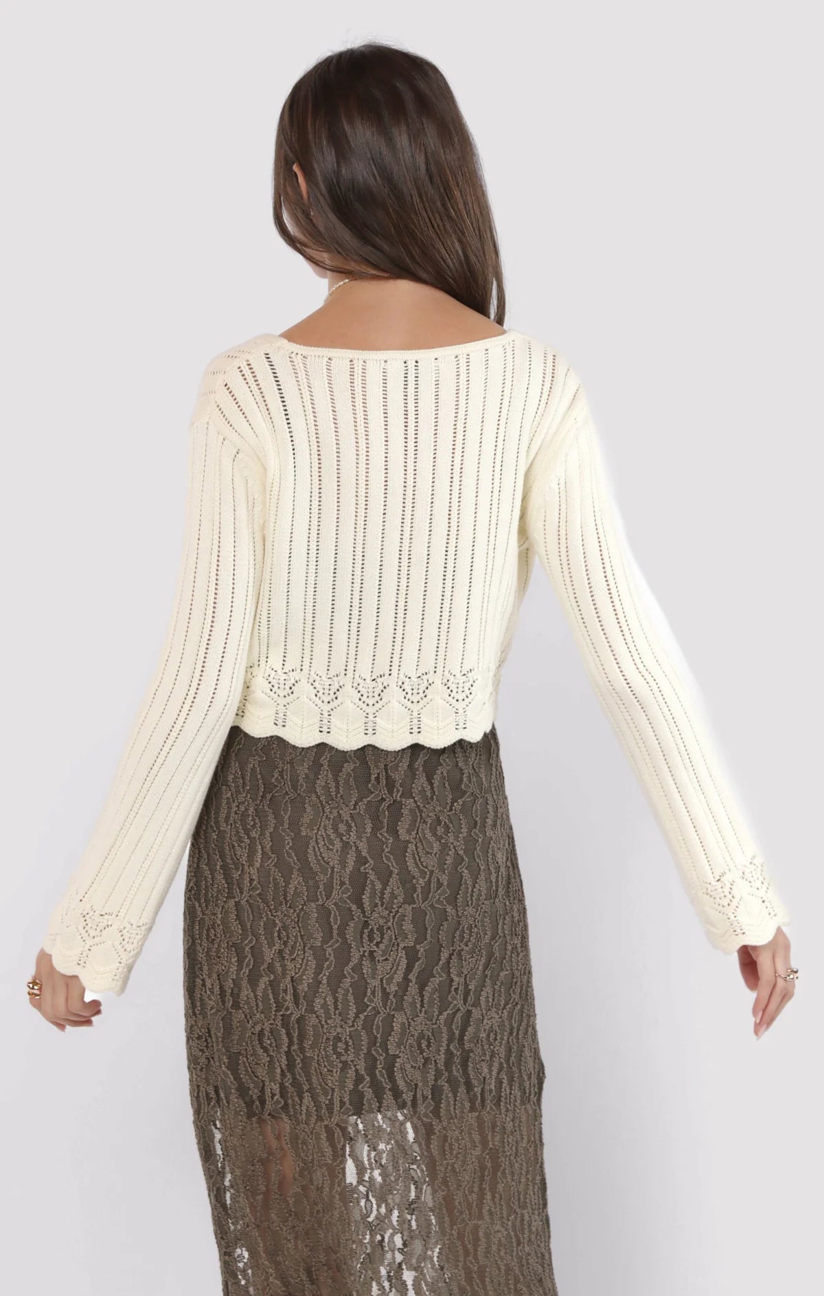 Sadie & Sage Chamomile Front Tie Cardigan - Ivory