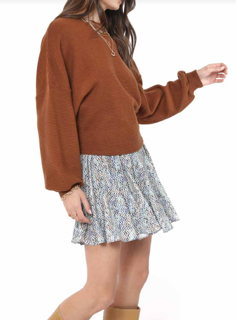Sadie & Sage On a Stroll Dolman Sleeve Top - Brown