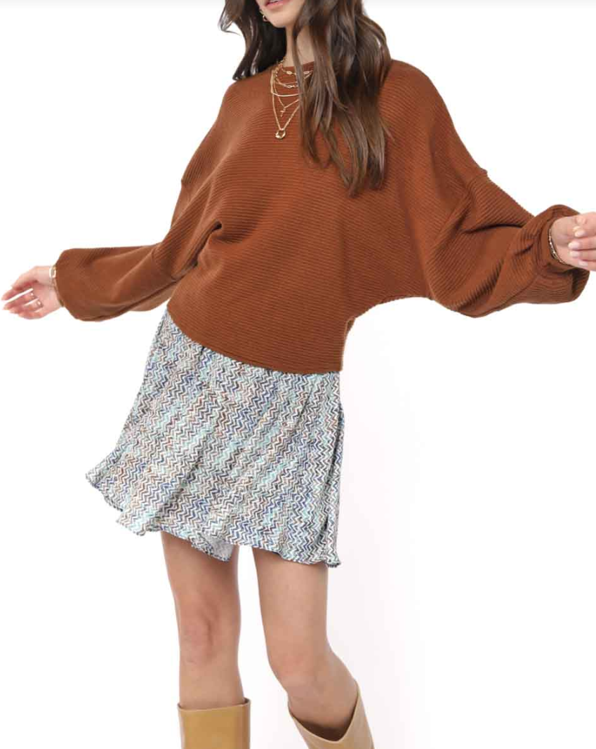 Sadie & Sage On a Stroll Dolman Sleeve Top - Brown